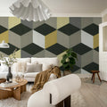 Colorful Rombs, Yellow Mural Wallpaper - room preview 02