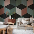 Colorful Rombs, Green Mural Wallpaper - room preview 02