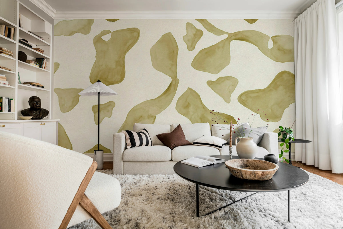 Abstract Motifs, Yellow Mural Wallpaper - room preview 02