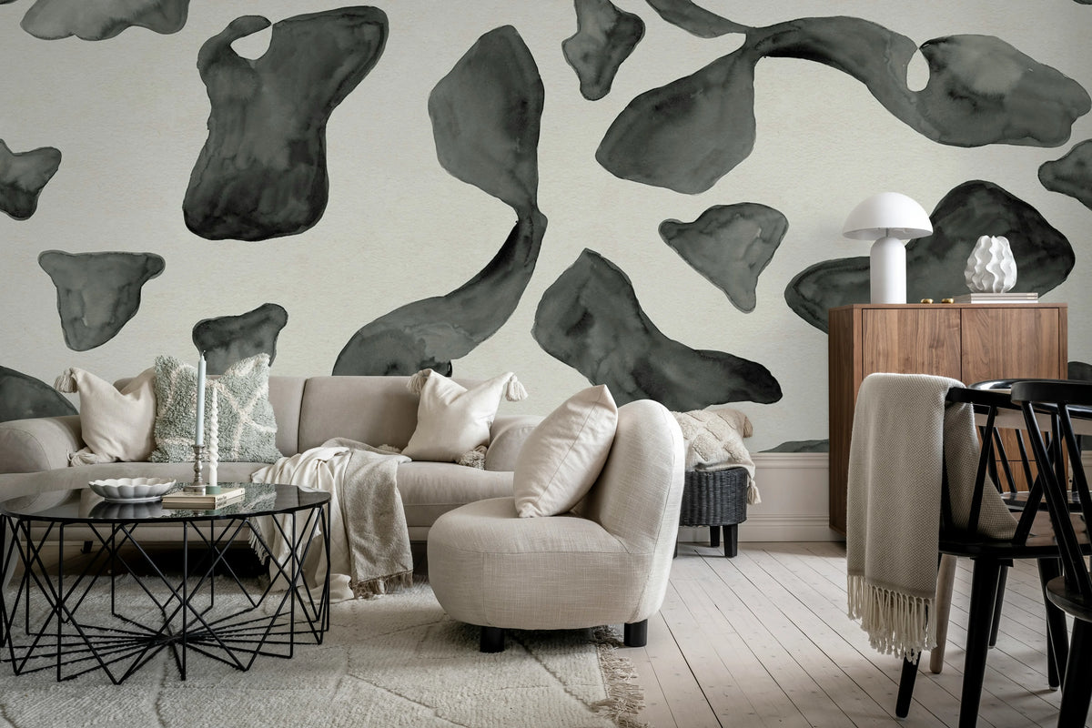 Abstract Motifs, Black & White Mural Wallpaper - room preview 02