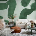 Wiggle Shapes, Green Mural Wallpaper - room preview 02