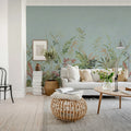 Jungle Meadow, Blue Mural Wallpaper - room preview 02