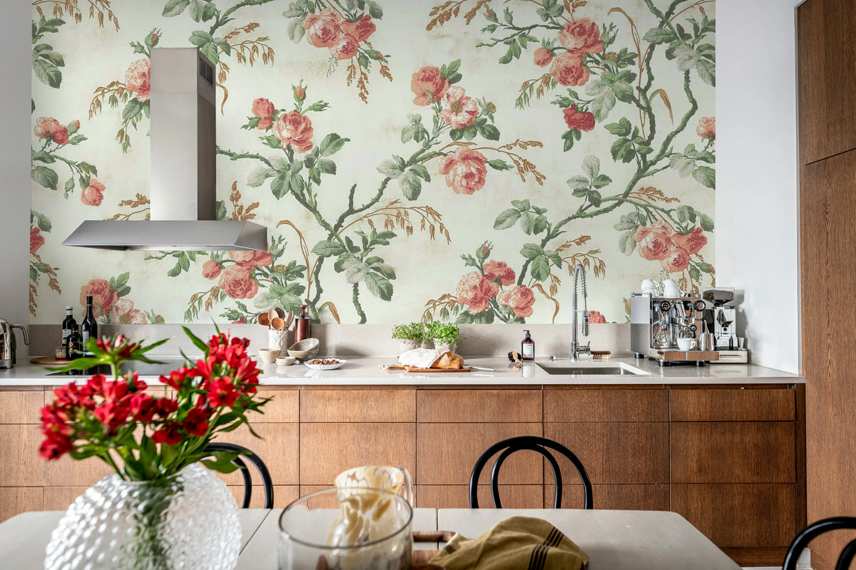 Rose Garland, Pink Mural Wallpaper - room preview 02