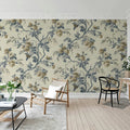 Rose Garland, Blue Mural Wallpaper - room preview 02