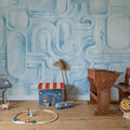 Abstract Path, Blue Mural Wallpaper - room preview 02