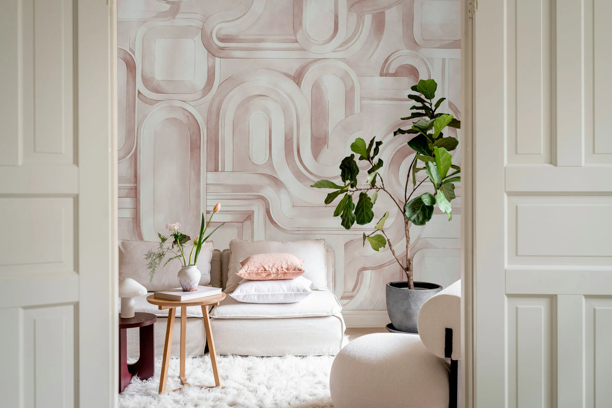 Abstract Path, Pink Mural Wallpaper - room preview 02