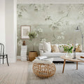 Concrete Flowers, Beige Mural Wallpaper - room preview 02
