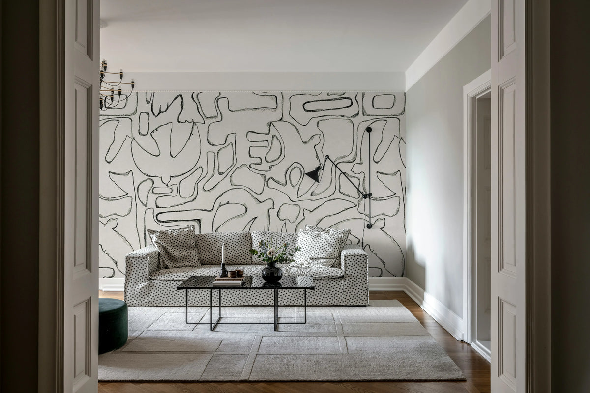 Peaceful, Black & White Mural Wallpaper - room preview 02