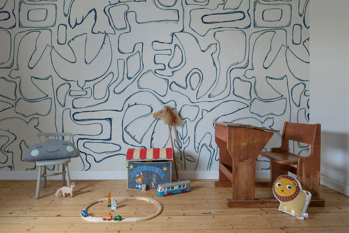 Peaceful, Blue Mural Wallpaper - room preview 02