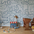 Peaceful, Blue Mural Wallpaper - room preview 02
