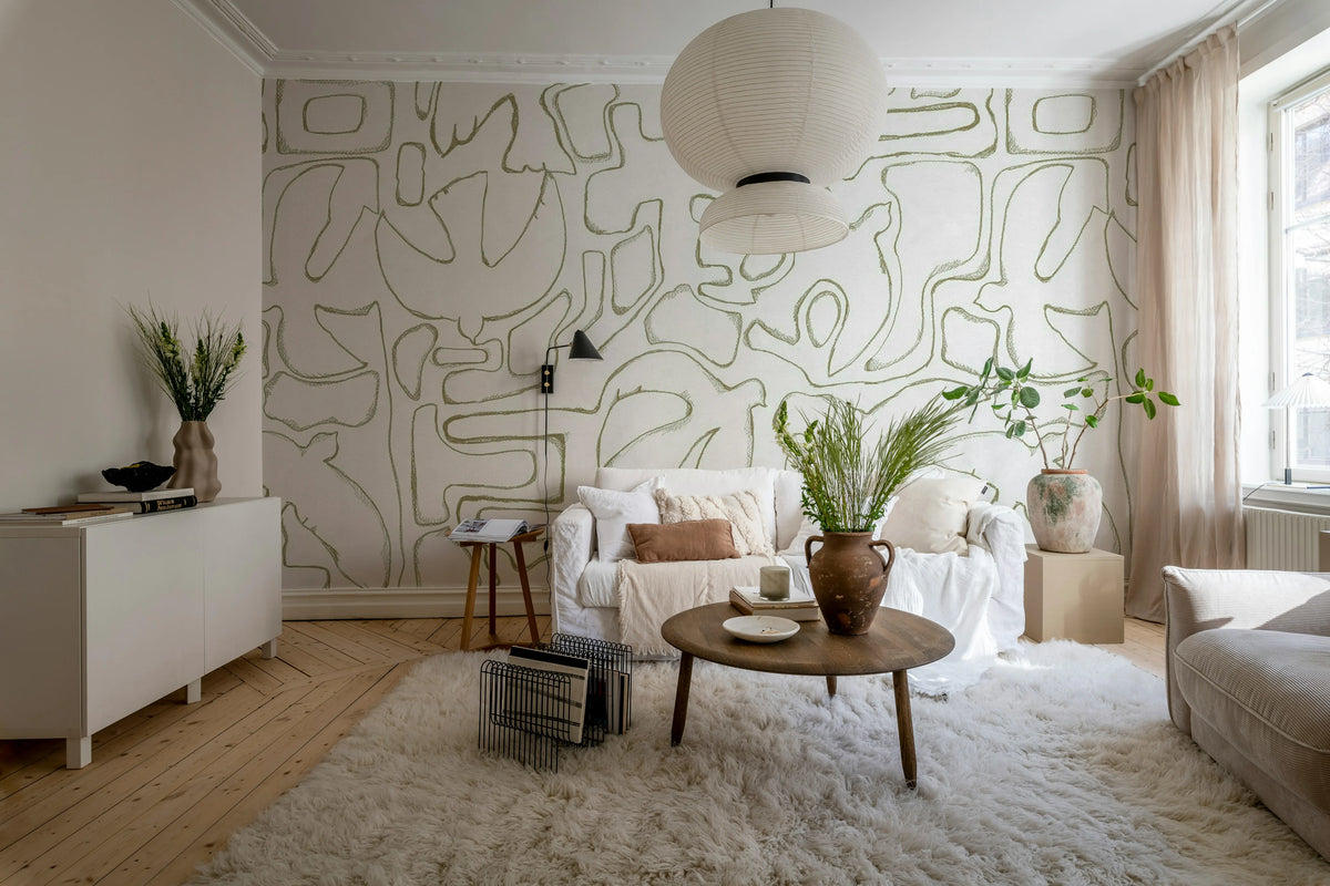 Peaceful, Beige Mural Wallpaper - room preview 02