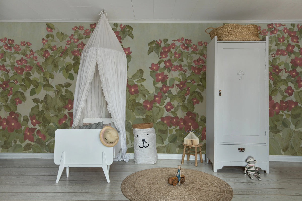 Parkflowers, Red Mural Wallpaper - room preview 02