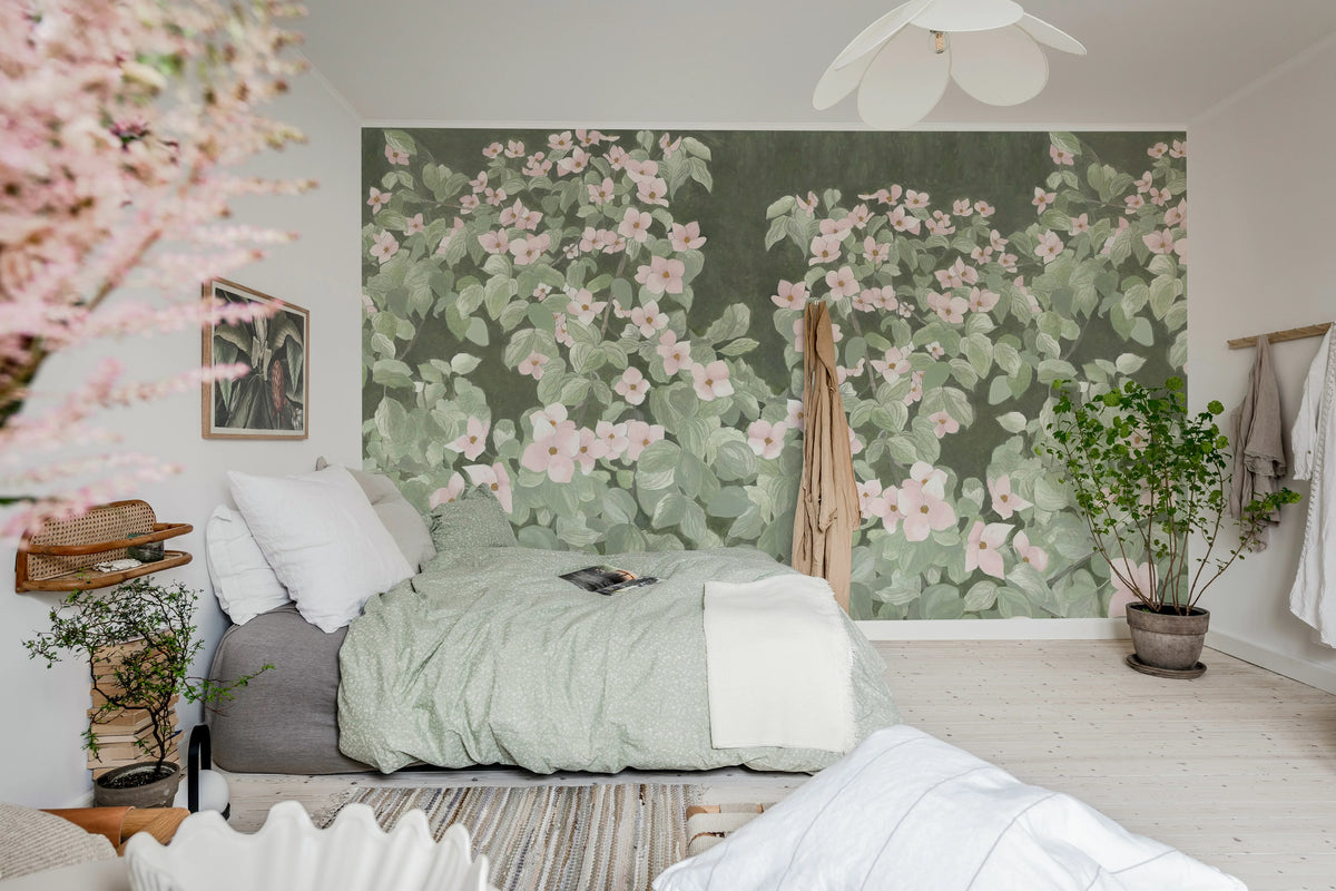 Parkflowers, Pink Mural Wallpaper - room preview 02