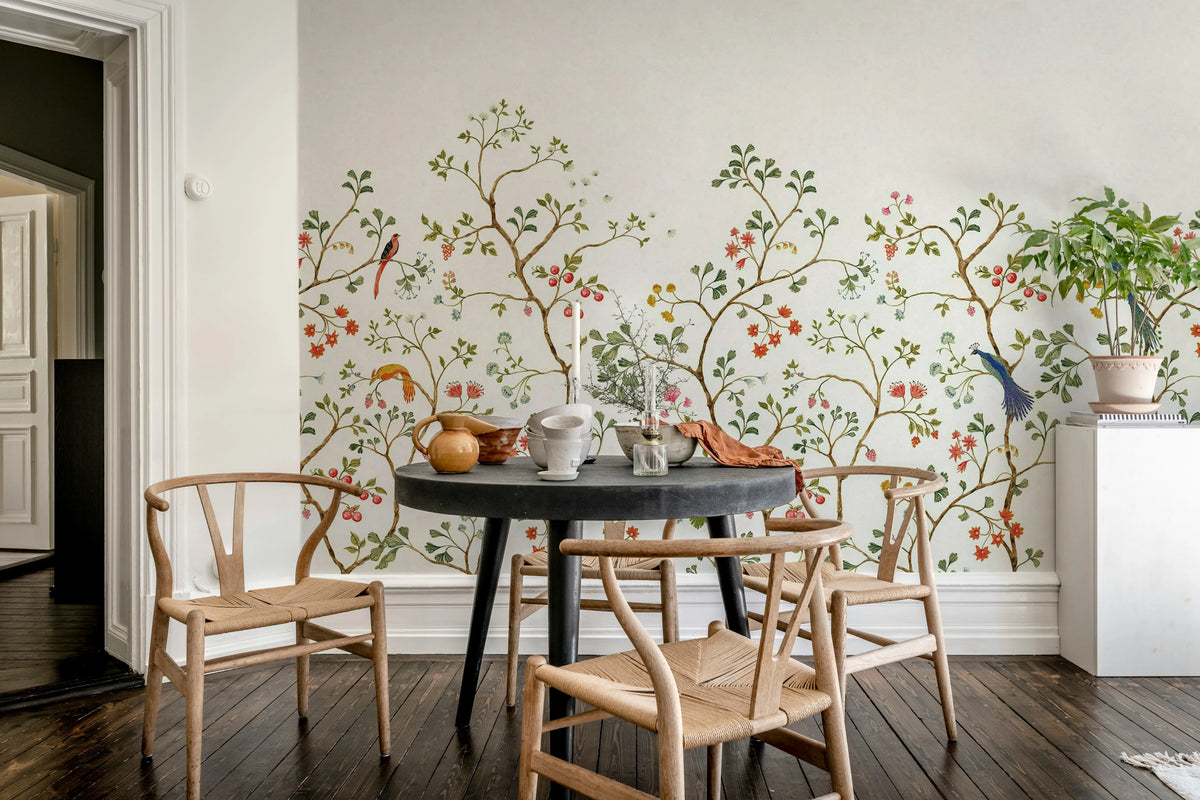 Songbird Mural, White Mural Wallpaper - room preview 02