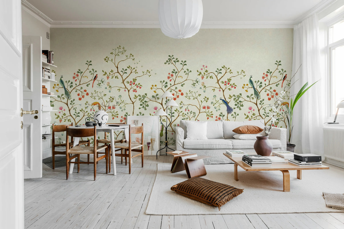 Songbird Mural, Beige Mural Wallpaper - room preview 02