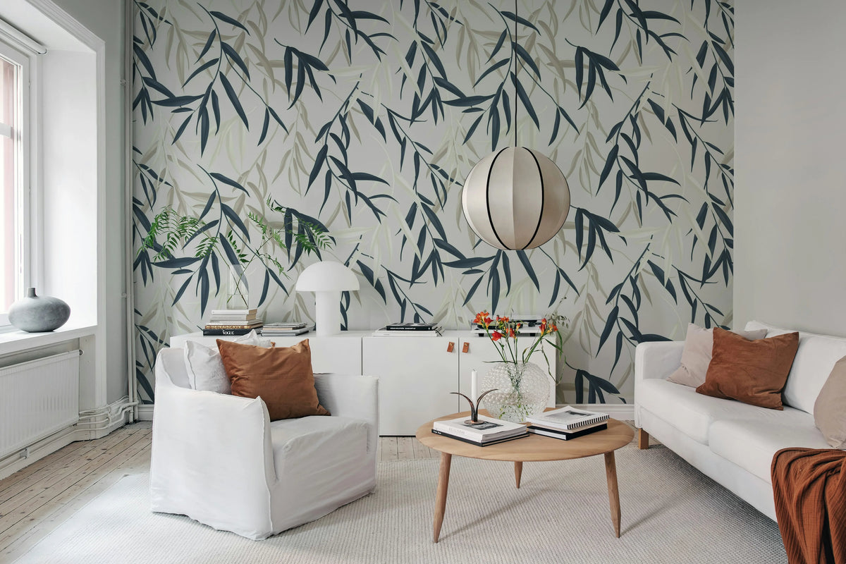 Bamboo Jungle, Blue Mural Wallpaper - room preview 02