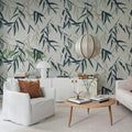 Bamboo Jungle, Blue Mural Wallpaper - room preview 02