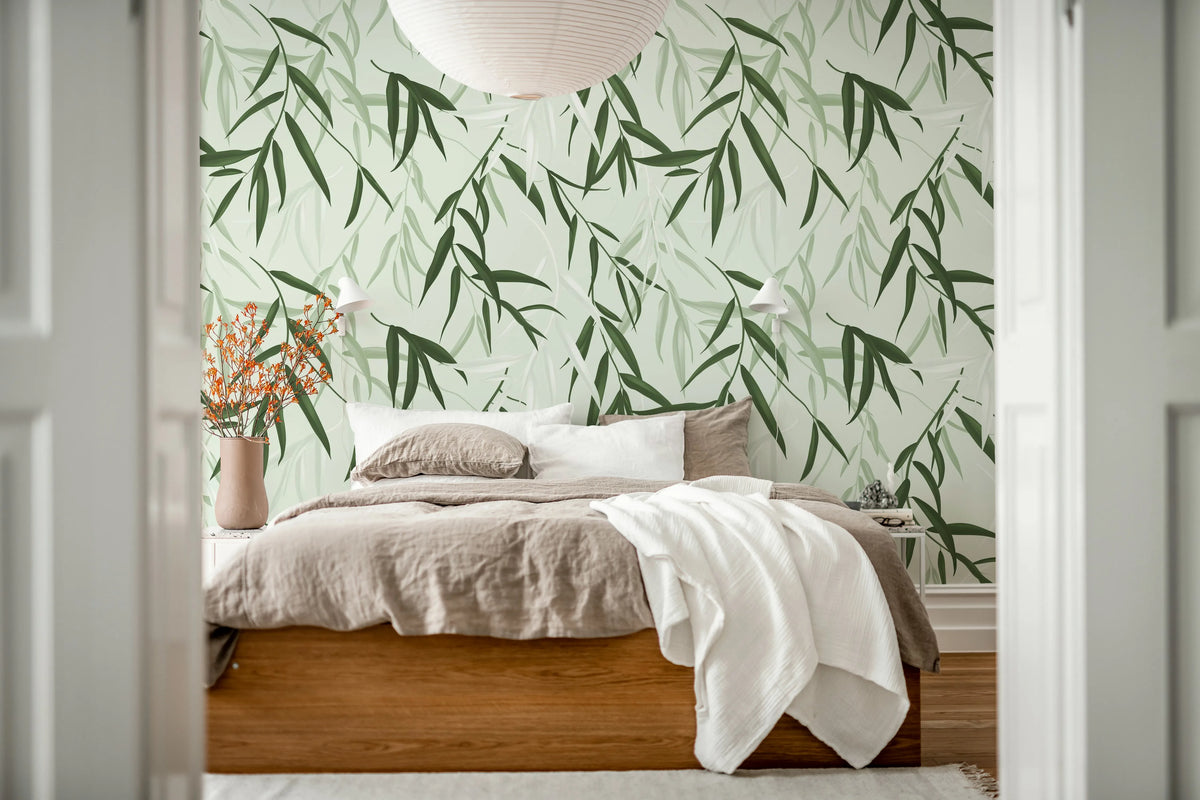 Bamboo Jungle, Green Mural Wallpaper - room preview 02