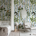 Monkey Stripes, Blue Mural Wallpaper - room preview 02
