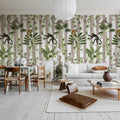 Monkey Stripes, Greige Mural Wallpaper - room preview 02