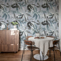 Lily Garden, Blue Mural Wallpaper - room preview 02