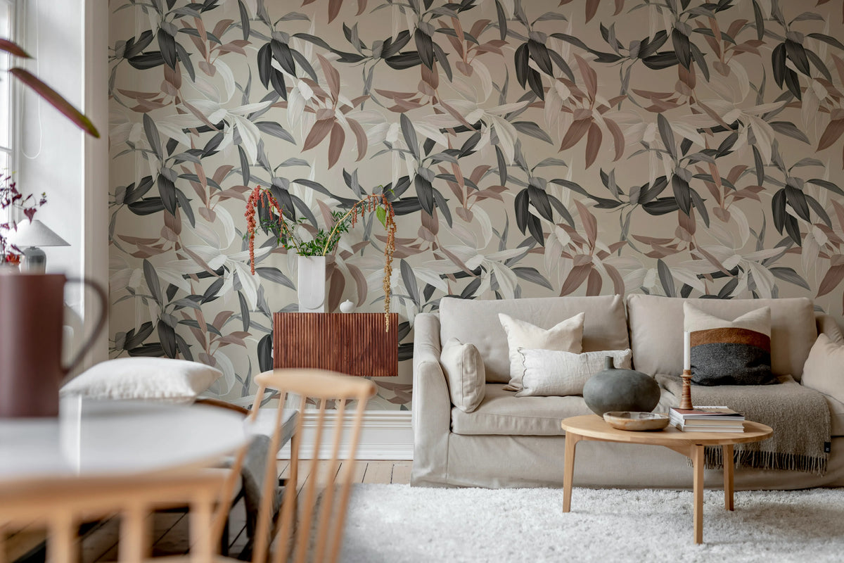 Lily Garden, Rust Mural Wallpaper - room preview 02