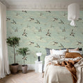 Swallow Sky, Vintage Blue Mural Wallpaper - room preview 02