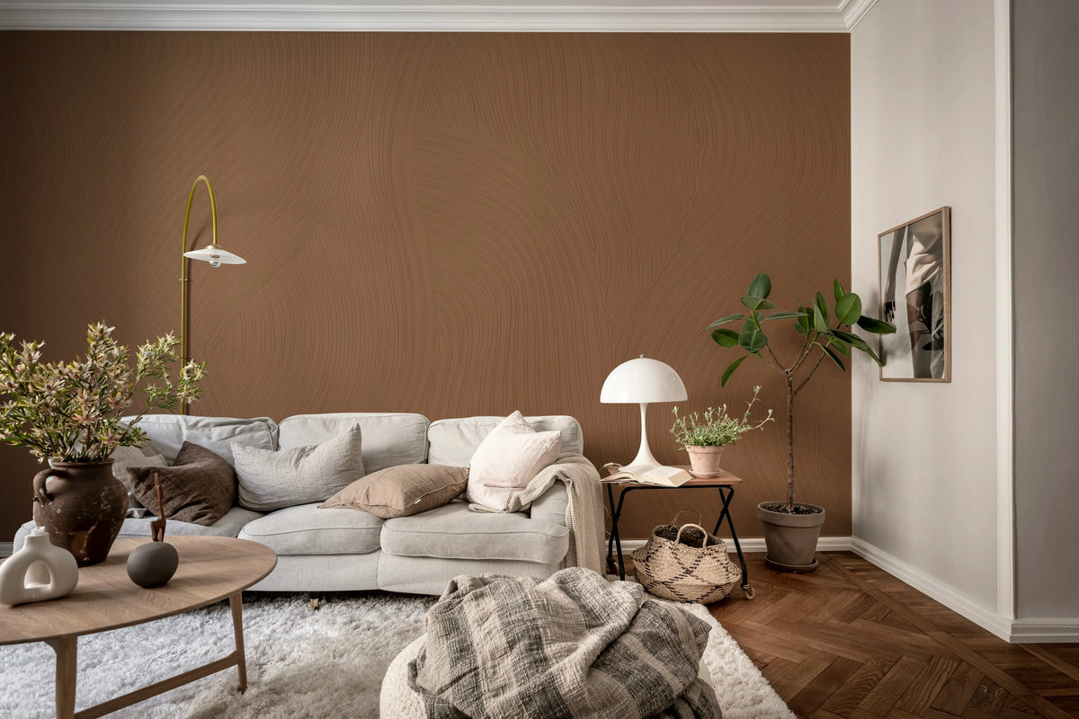 Clay Flow, Mocha Mousse Mural Wallpaper - room preview 02
