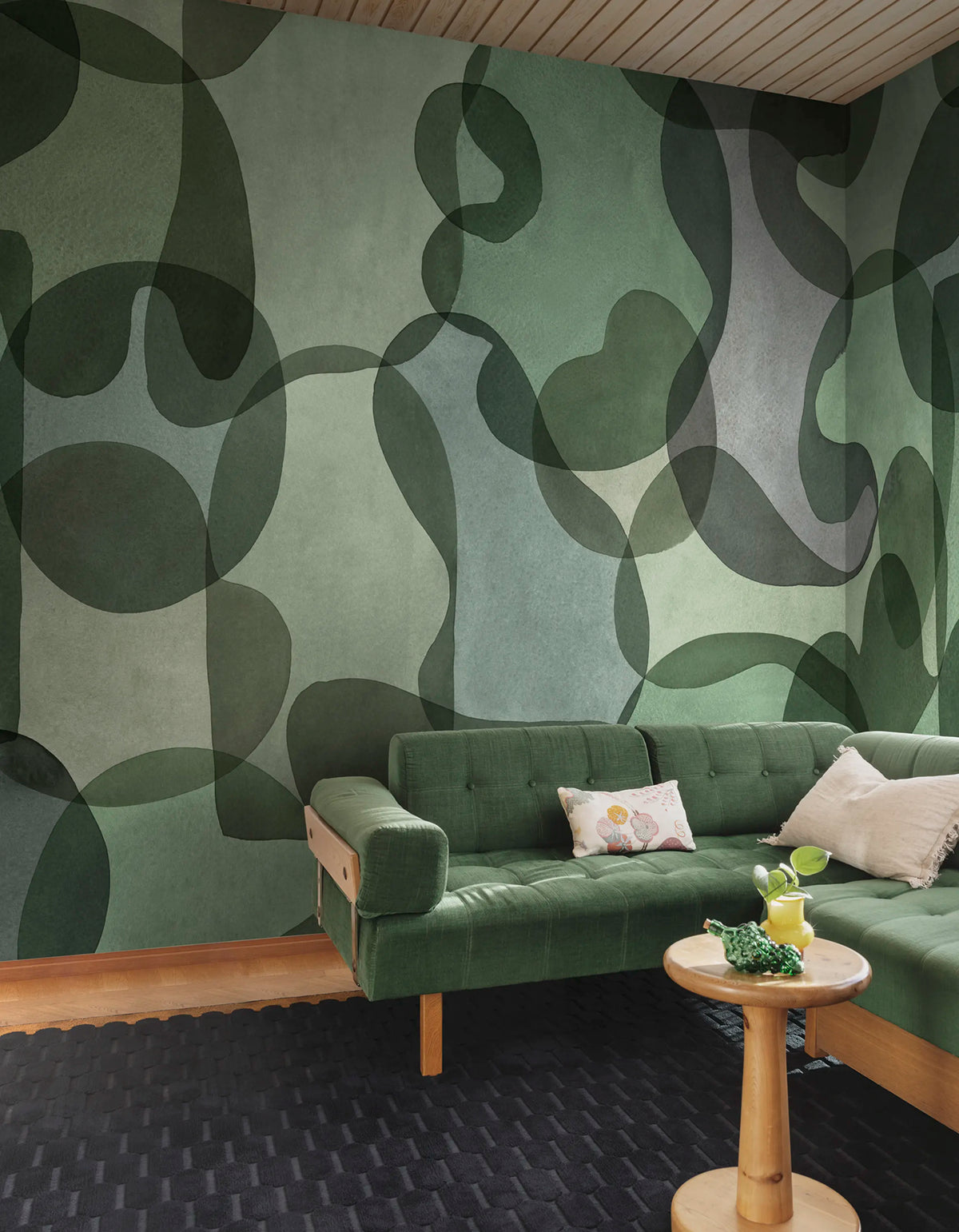 Overlap, Green Mural Wallpaper - room preview 02