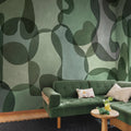 Overlap, Green Mural Wallpaper - room preview 02