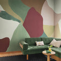 Abstract Fields, Green & Red Mural Wallpaper - room preview 02