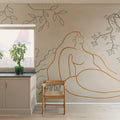Lush Lines, Orange & Green Mural Wallpaper - room preview 02