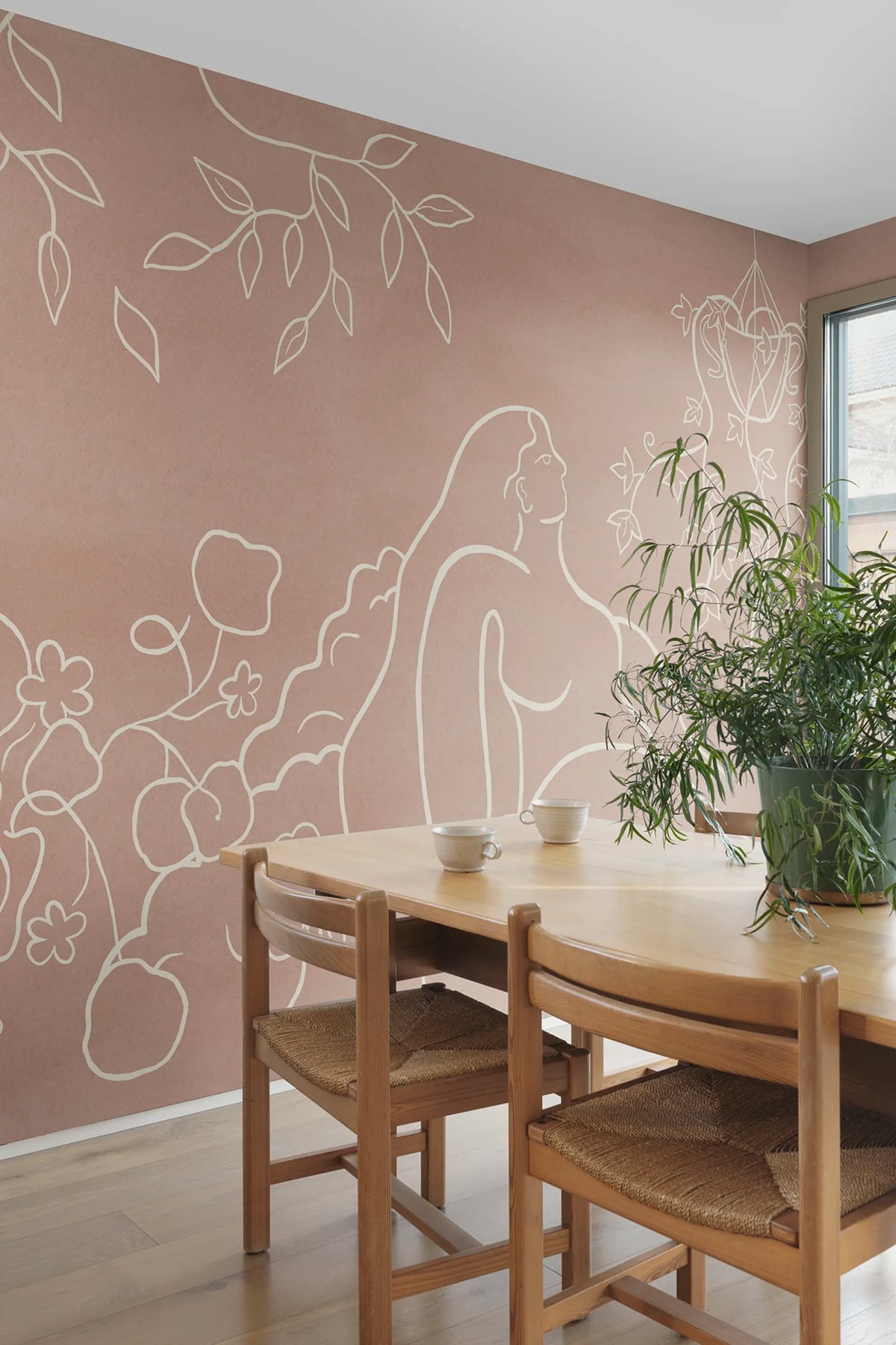 Lush Lines, Rust Mural Wallpaper - room preview 02