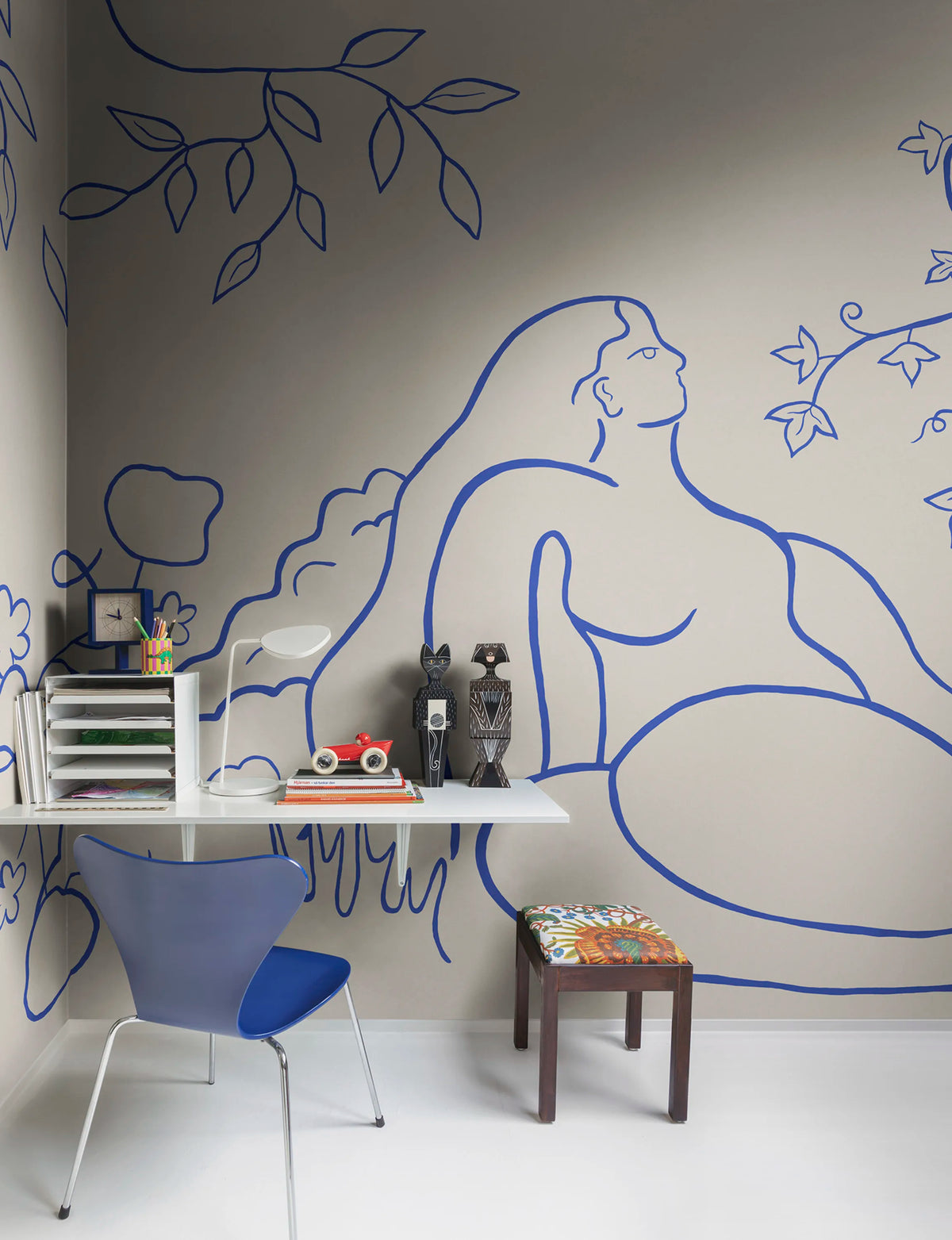 Lush Lines, Light Blue Mural Wallpaper - room preview 02