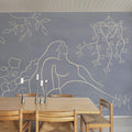 Lush Lines, Blue Mural Wallpaper - room preview 02