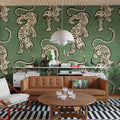 Ink Tiger, Green Mural Wallpaper - room preview 02