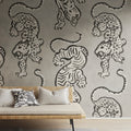 Ink Tiger, Gray Mural Wallpaper - room preview 02