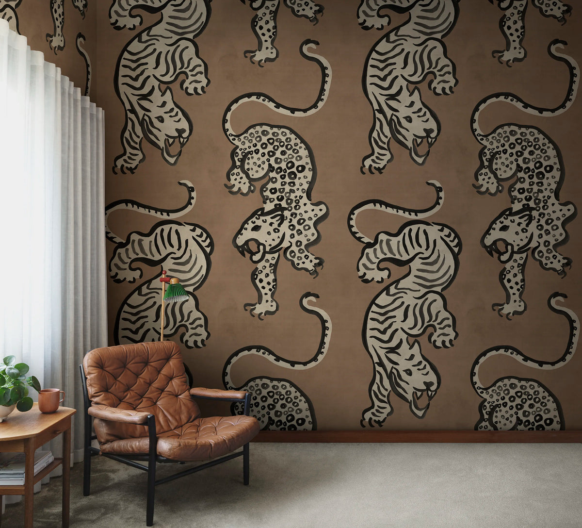 Ink Tiger, Rust Mural Wallpaper - room preview 02