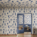 Symbolic Tales, Blue Mural Wallpaper - room preview 02