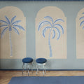 Palm Arches, Blue Mural Wallpaper - room preview 02