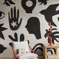 Symbolic, Black & Beige Mural Wallpaper - room preview 02