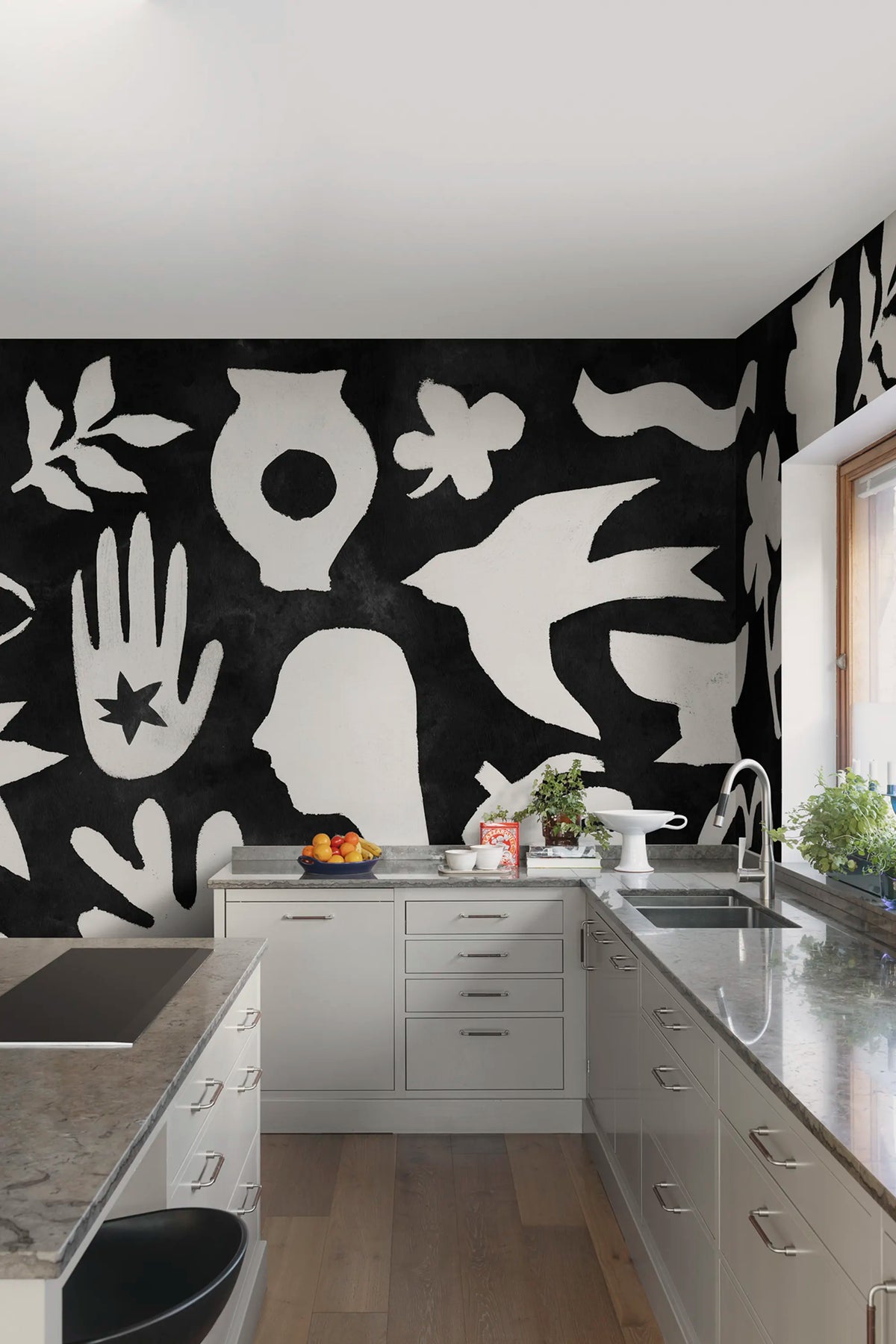 Symbolic, Black & White Mural Wallpaper - room preview 02