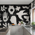 Symbolic, Black & White Mural Wallpaper - room preview 02