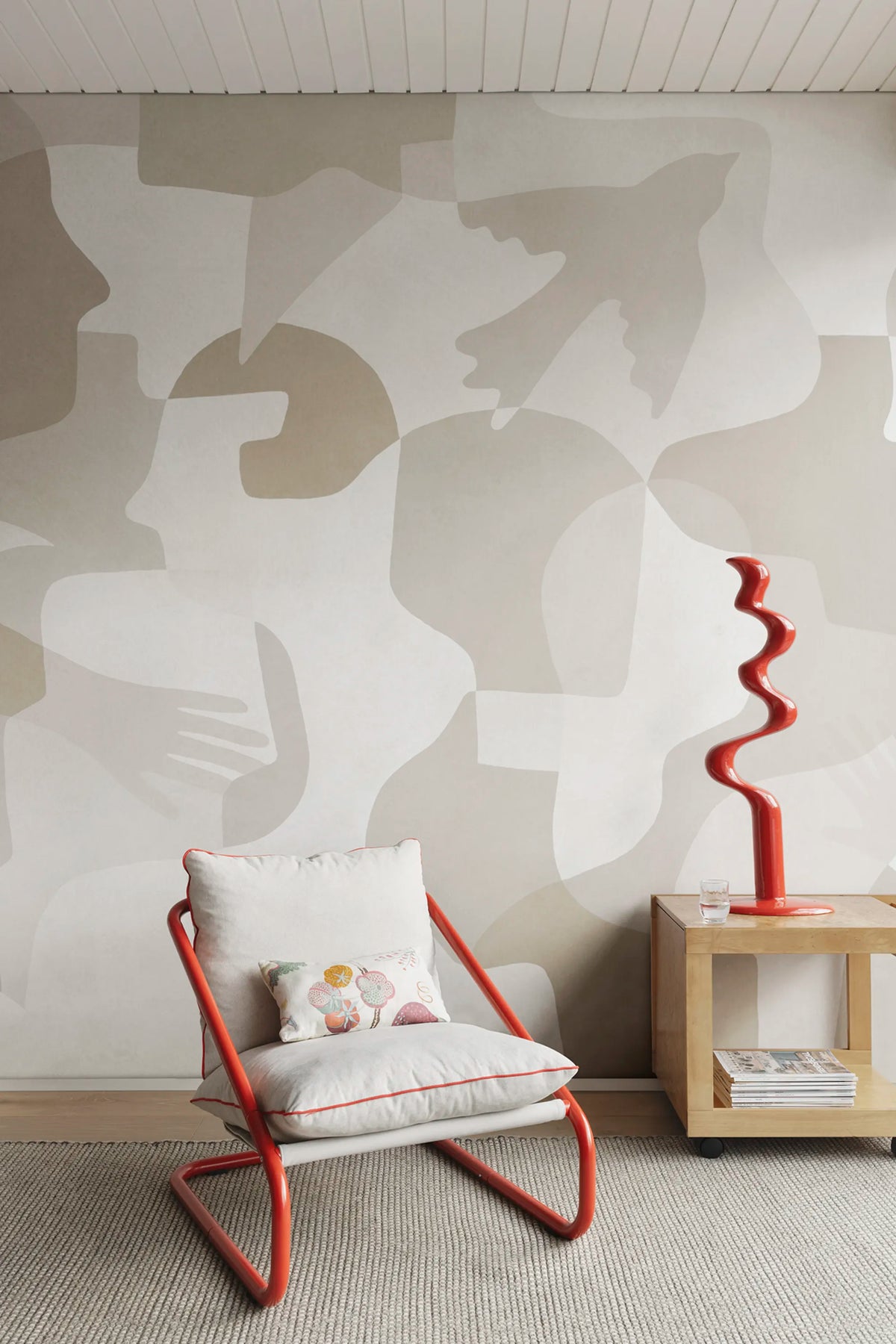 Silent Conversation, Beige Mural Wallpaper - room preview 02