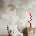 Silent Conversation, Beige Mural Wallpaper - room preview 02