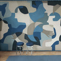 Silent Conversation, Blue Mural Wallpaper - room preview 02
