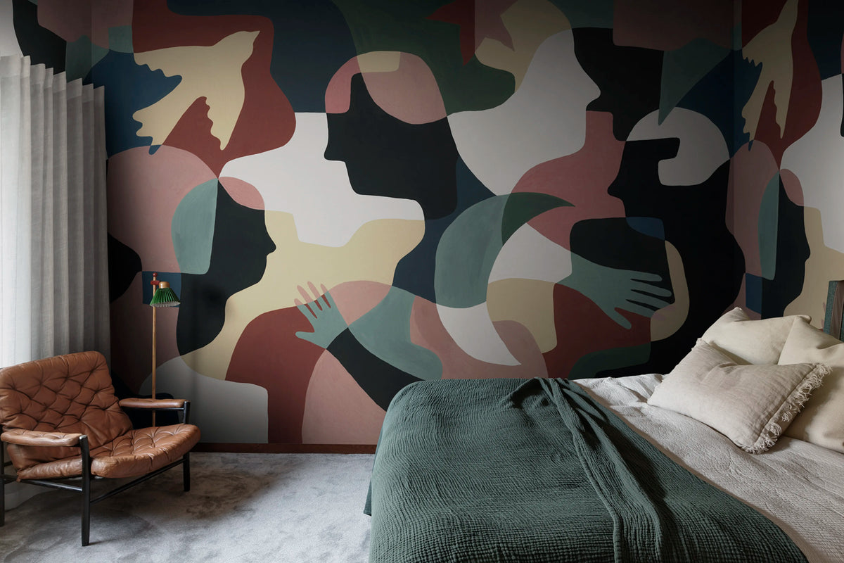Silent Conversation, Multi Mural Wallpaper - room preview 02