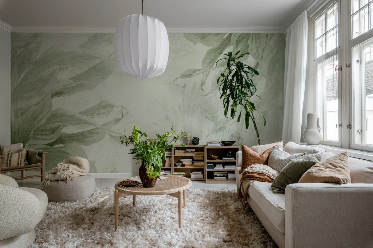 Leafy Dream, Green Mural Wallpaper - room preview 02
