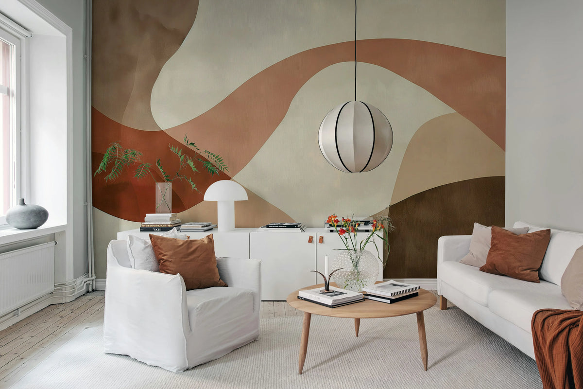 Artistic Waves, Rust Mural Wallpaper - room preview 02