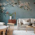 Bird Branch, Blue Mural Wallpaper - room preview 02